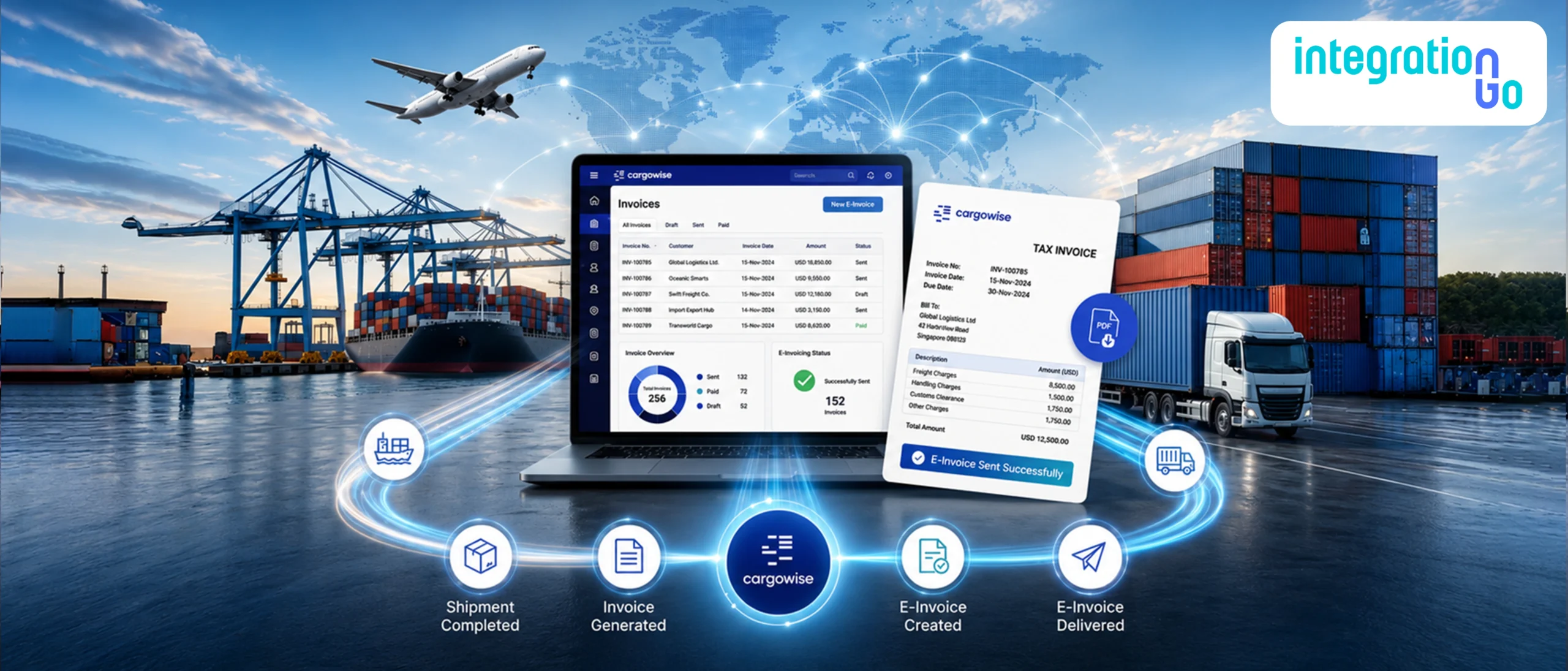 Understand how e-invoicing integration with CargoWise improves shipment-to-invoice visibility, billing accuracy, and finance workflow efficiency.